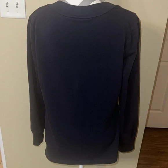 Navy Blue V-Neck Sweater with Front Pockets by Ann Taylor LOFT - Medium - Picture 6 of 8